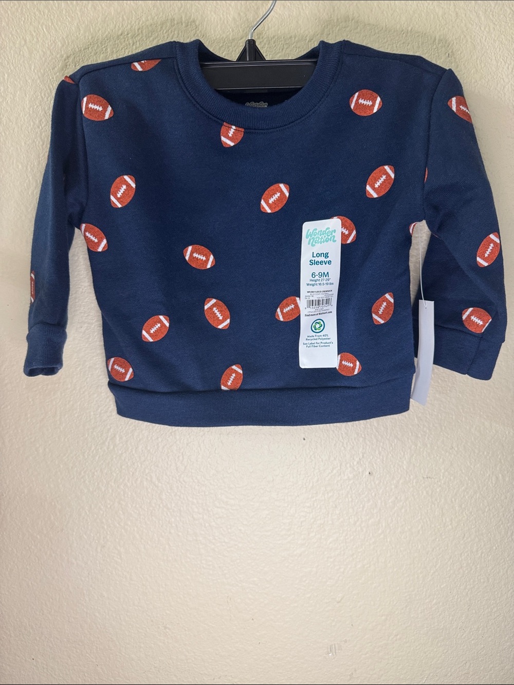 wonder nation Navy Football Print Long Sleeve Top